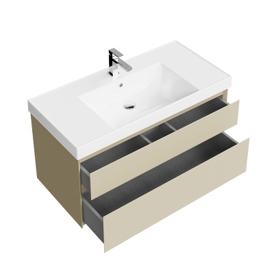 Тумба CUBO подвесная с ящиками 100, лимо матовая Тумба CUBO подвесная с ящиками 100, лимо матовая