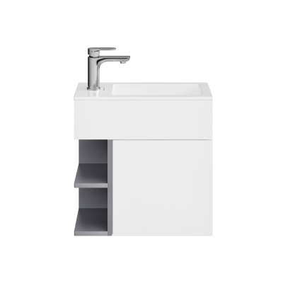 Тумба LATO подвесная 50 см, дверца push + полочки, утренний серый + серый пыльный матовый Тумба LATO подвесная 50 см, дверца push + полочки, утренний серый + серый пыльный матовый