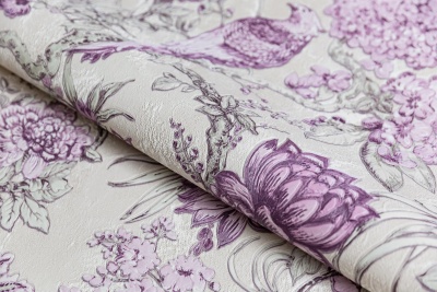 Обои виниловые Азулежу мотив, бежево-фиолетовый Обои виниловые Азулежу мотив, бежево-фиолетовый