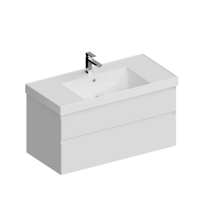 Тумба CUBO подвесная с ящиками 100, белая глянцевая Тумба CUBO подвесная с ящиками 100, белая глянцевая