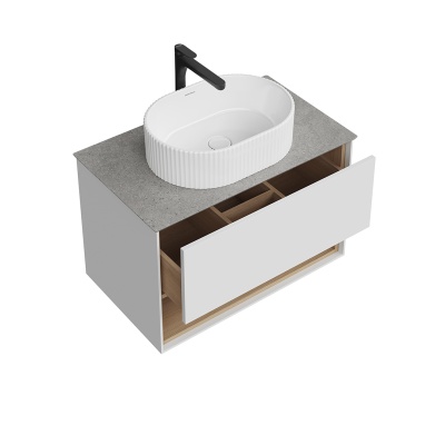 Тумба PLAZA Modern подвесная 80 белый 1 ящик + полка