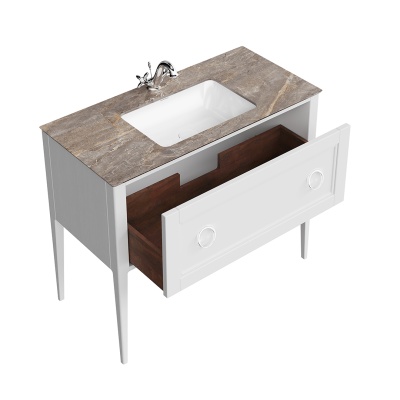 Тумба PLAZA Classic напольная с ящиком 100, белая матовая Тумба PLAZA Classic напольная с ящиком 100, белая матовая