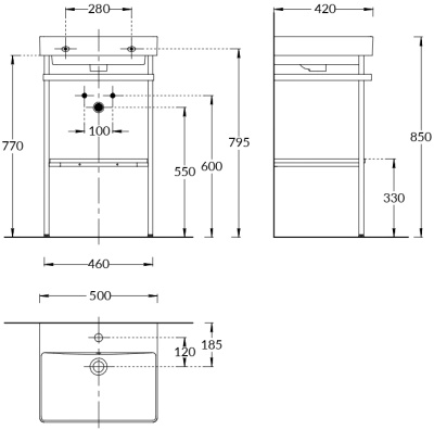 Структура металлическая PRO напольная 50, черная матовая