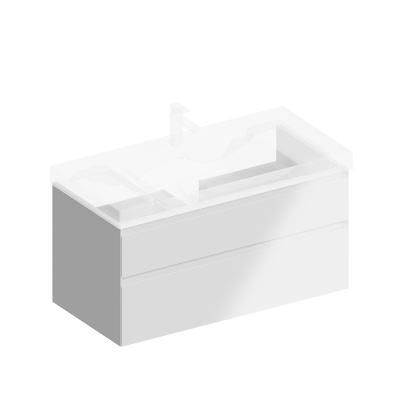 Тумба CUBO подвесная с ящиками 100, белая глянцевая Тумба CUBO подвесная с ящиками 100, белая глянцевая