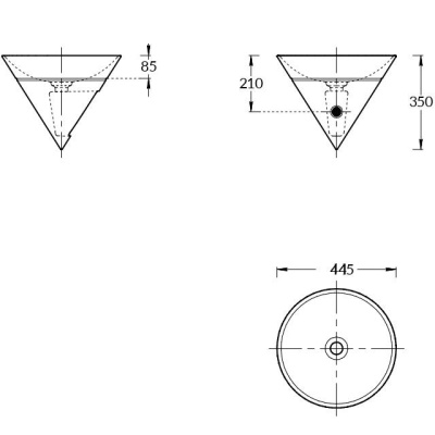 Раковина CONO встраиваемая сверху 44, черная матовая Раковина CONO встраиваемая сверху 44, черная матовая