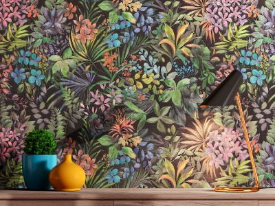 Обои виниловые Джангл мотив, чёрный цветной