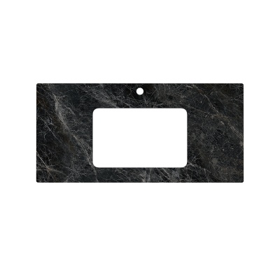 Столешница из керамогранита для раковин, встраиваемых снизу, Риальто 100 см, серый темный лаппатированный