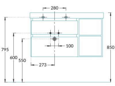 Тумба CUBO левая подвесная с ящиками 90, мальва матовая- структ.орех Тумба CUBO левая подвесная с ящиками 90, мальва матовая- структ.орех