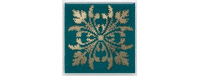 Вставка Клемансо зелёный темный глянцевый 4,9x4,9x0,69