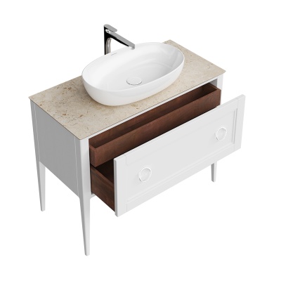 Тумба PLAZA Classic напольная с ящиками 100, белая матовая Тумба PLAZA Classic напольная с ящиками 100, белая матовая