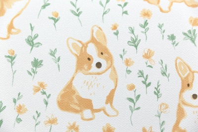 Обои виниловые на флизелиновой основе Уик-энд мотив, жёлто-зелёный корги Обои виниловые на флизелиновой основе Уик-энд мотив, жёлто-зелёный корги