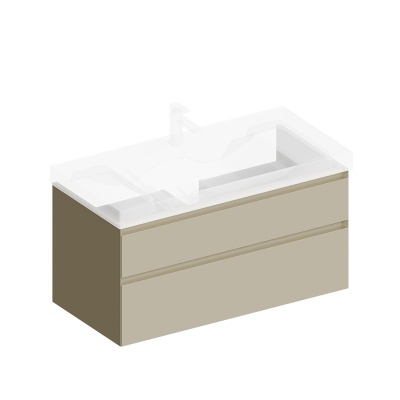 Тумба CUBO подвесная с ящиками 100, лимо матовая Тумба CUBO подвесная с ящиками 100, лимо матовая