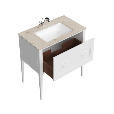 Тумба PLAZA Classic напольная с ящиком 80, белая матовая Тумба PLAZA Classic напольная с ящиком 80, белая матовая