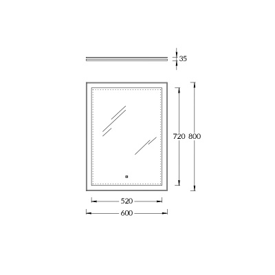 Зеркало с LED-подсветкой 60, белое глянцевое Зеркало с LED-подсветкой 60, белое глянцевое