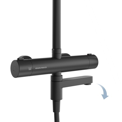 Душевая колонна FONTE на 3 потока с поворотным изливом с термостатическим смесителем, черный матовый