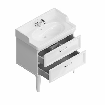 Тумба POMPEI напольная с ящиками 80, белая глянцевая Тумба POMPEI напольная с ящиками 80, белая глянцевая