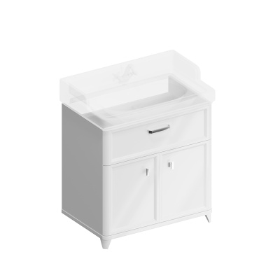 Тумба POMPEI напольная с ящиком и дверцами 80, белая глянцевая Тумба POMPEI напольная с ящиком и дверцами 80, белая глянцевая