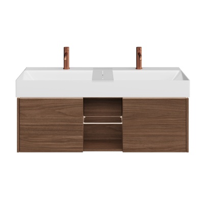 Тумба GRANDE подвесная 120, 2 ящика+открытая зона, структурированный орех